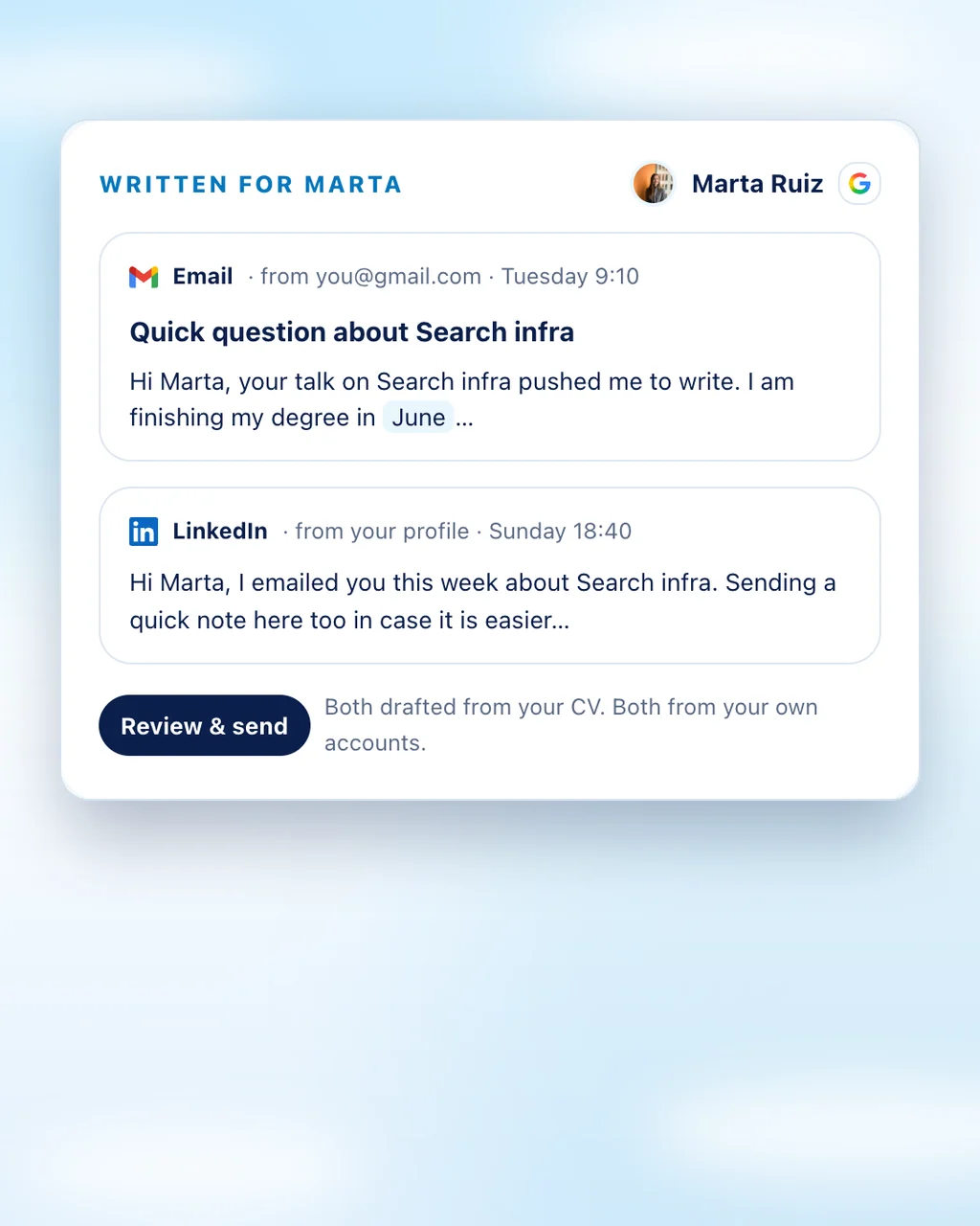 Write & send as you